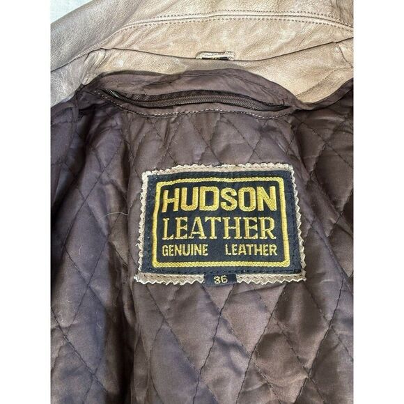 Vtg 90'S Hudson Leather Tan Biker Jacket Fringe Concho Buttons Western Womens M - Picture 4 of 10